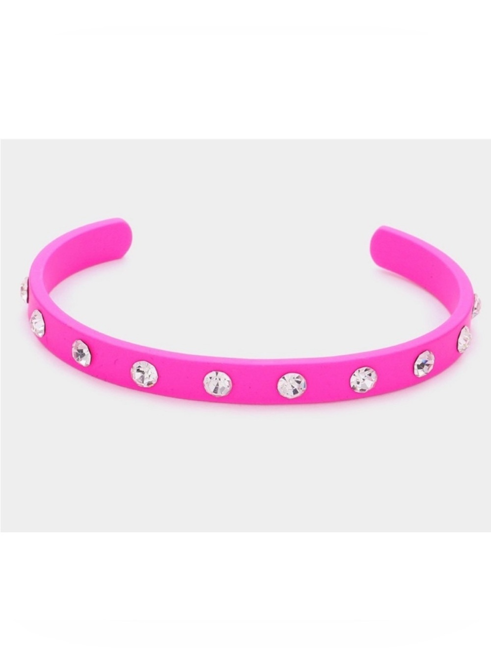 Rhinestone embellished pink cuff bracelet